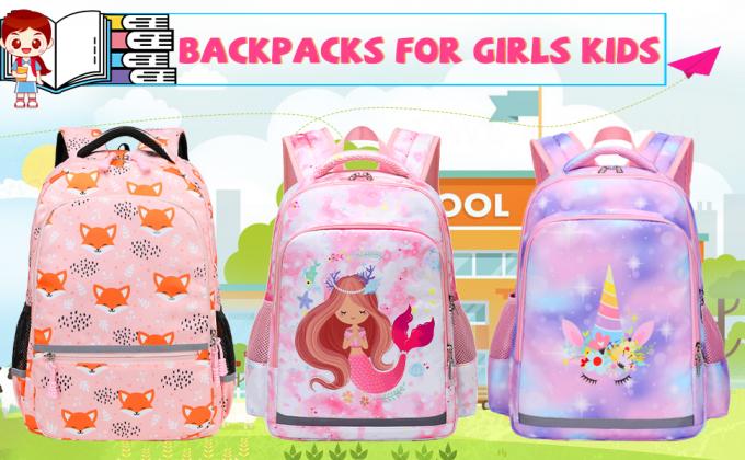 Polyester Kids School Backpack Bà nàng tiên cá School Bag Three Piece Set 0